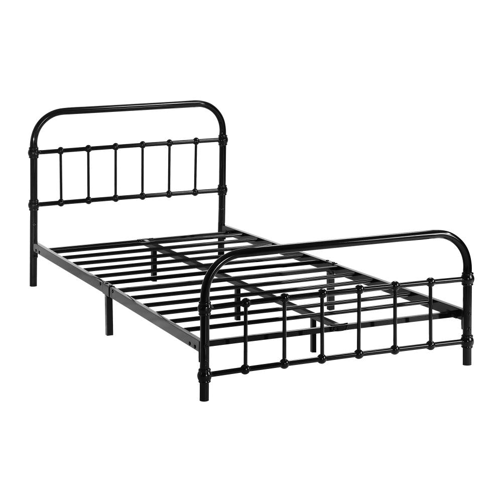 Metal Bed Frame King Single Railing-style Black