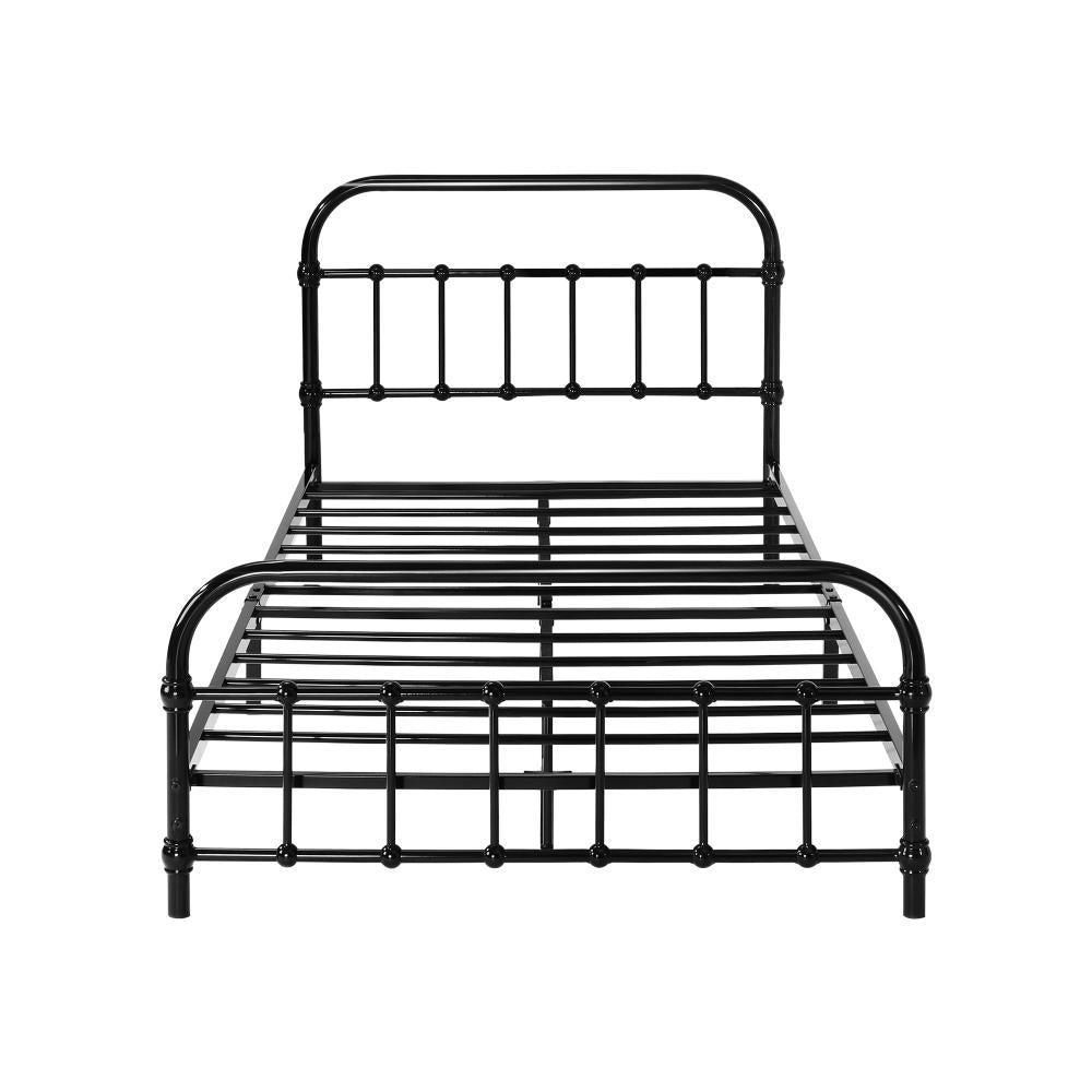 Metal Bed Frame King Single Railing-style Black
