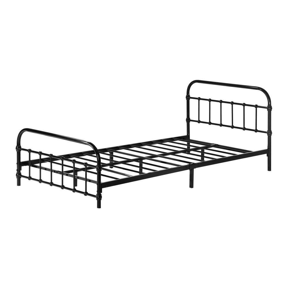 Metal Bed Frame King Single Railing-style Black