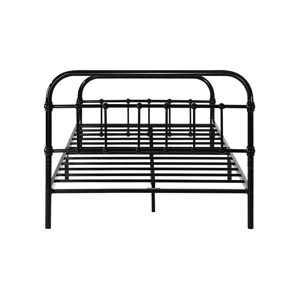 Metal Bed Frame King Single Railing-style Black