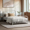 King Single Metal Bed Frame White Vintage Platform Bed with Slats