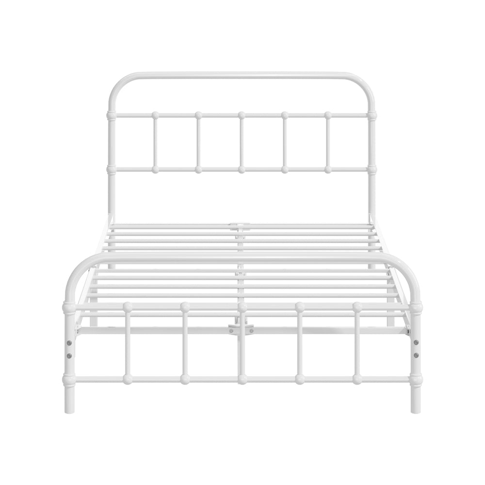 Bed Frame Metal King Single Bed Platform White