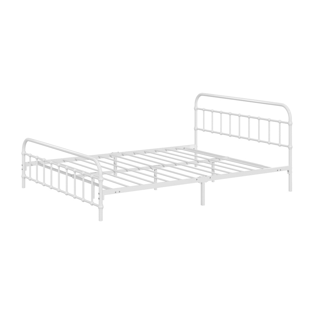 Bed Frame Metal Queen Size Bed Platform White