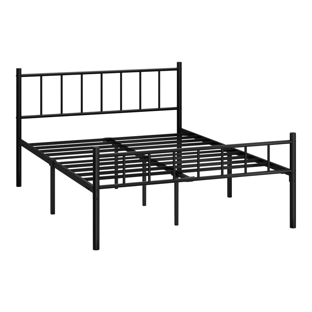 Bed Frame Double Size Metal Base Platform Black COMA