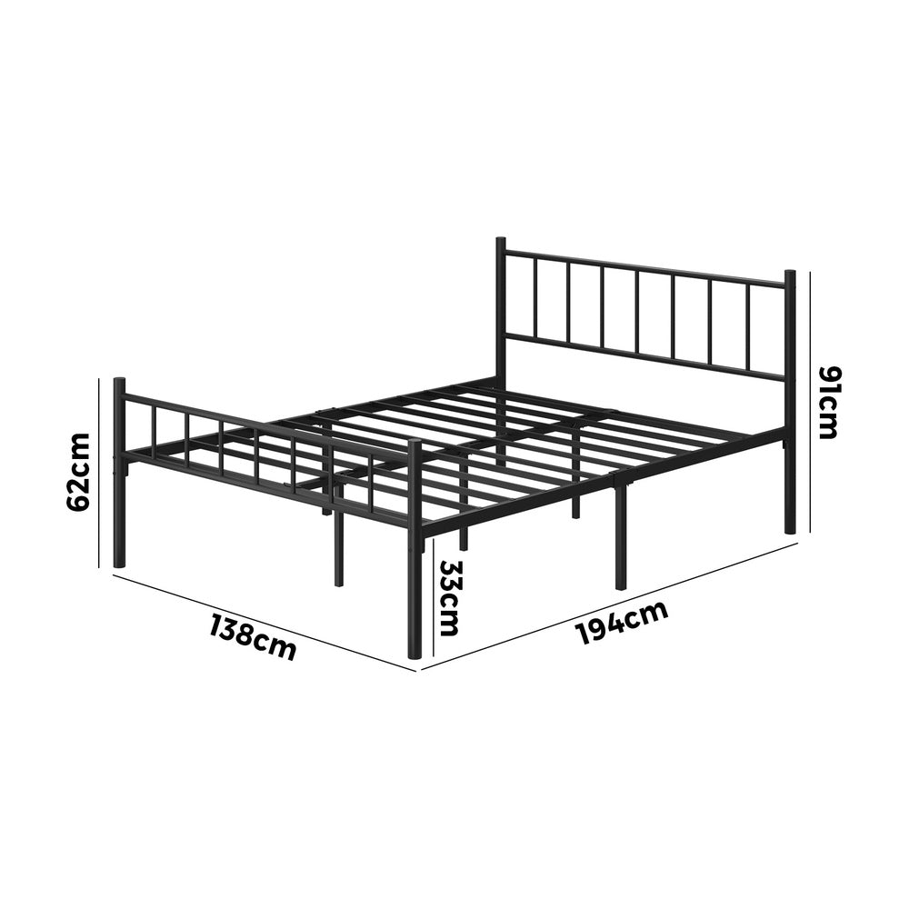 Bed Frame Double Size Metal Base Platform Black COMA
