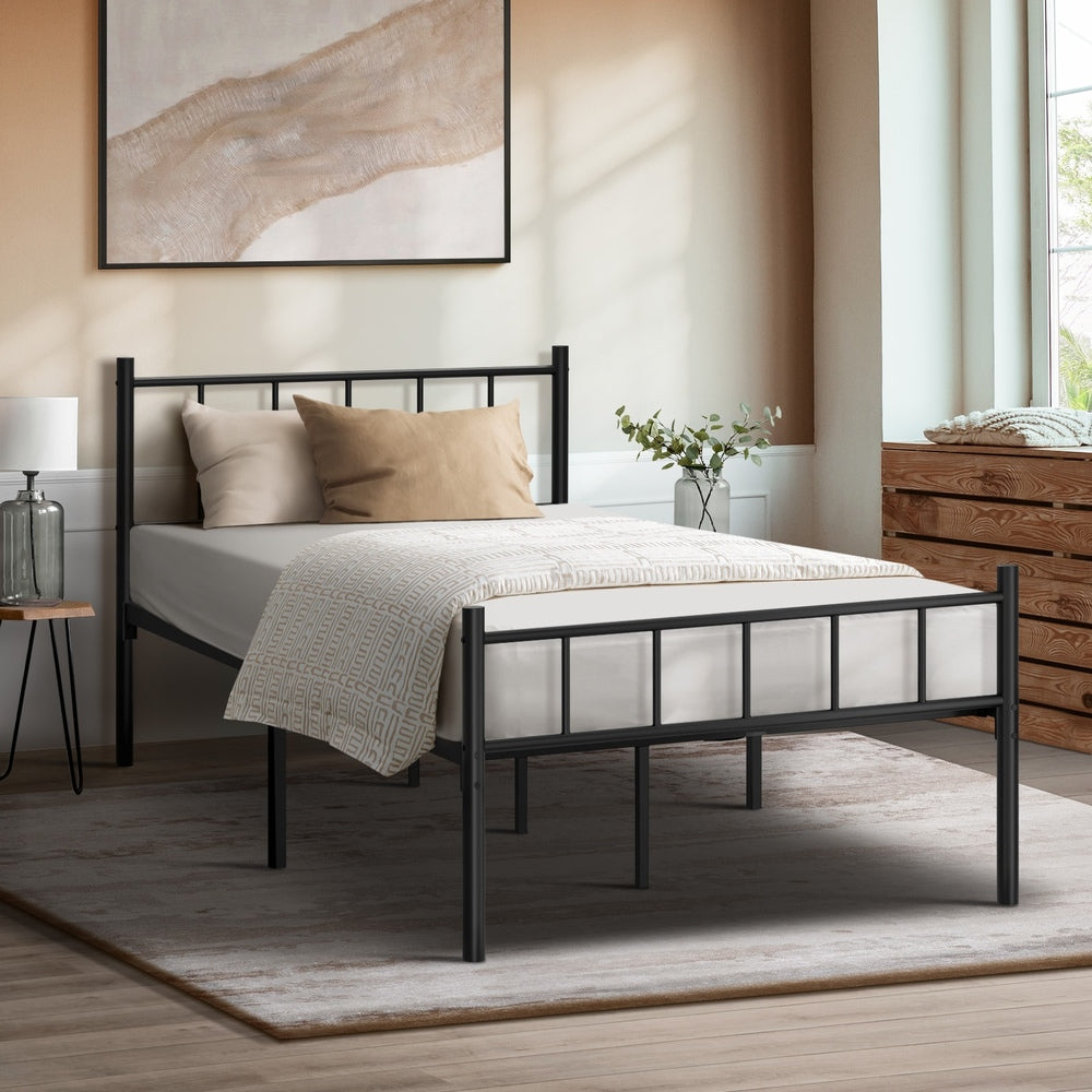 Bed Frame King Single Metal Base Platform Black COMA
