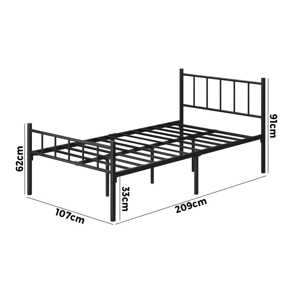 Bed Frame King Single Metal Base Platform Black COMA