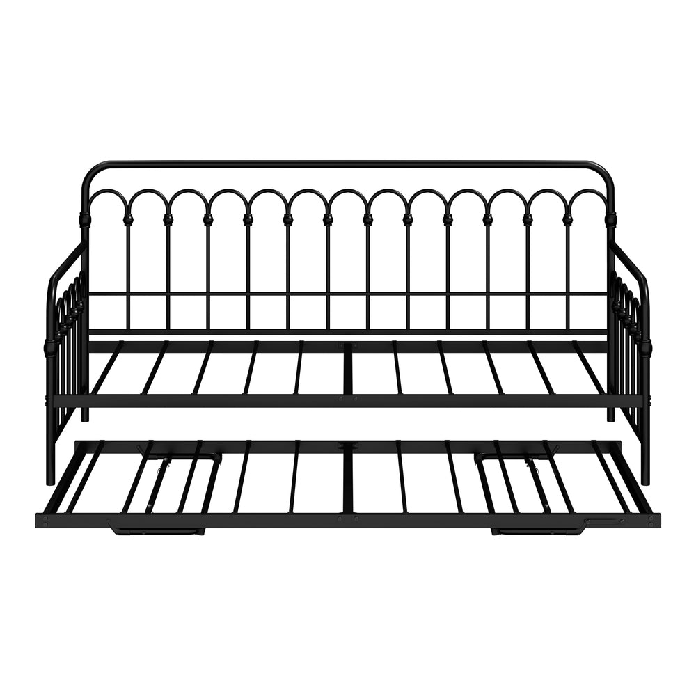 Trundle Bed Frame Daybed Single Size Base Metal Black