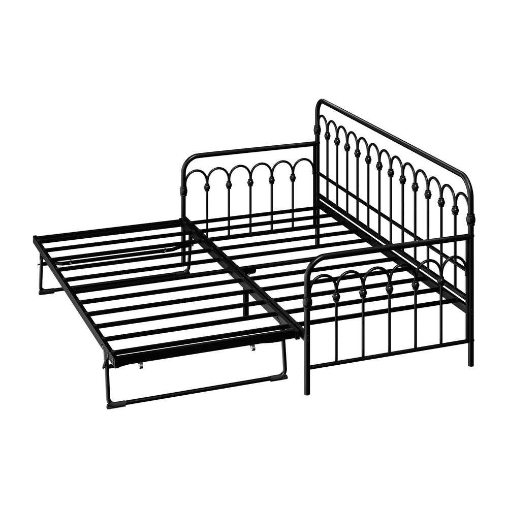 Trundle Bed Frame Daybed Single Size Base Metal Black