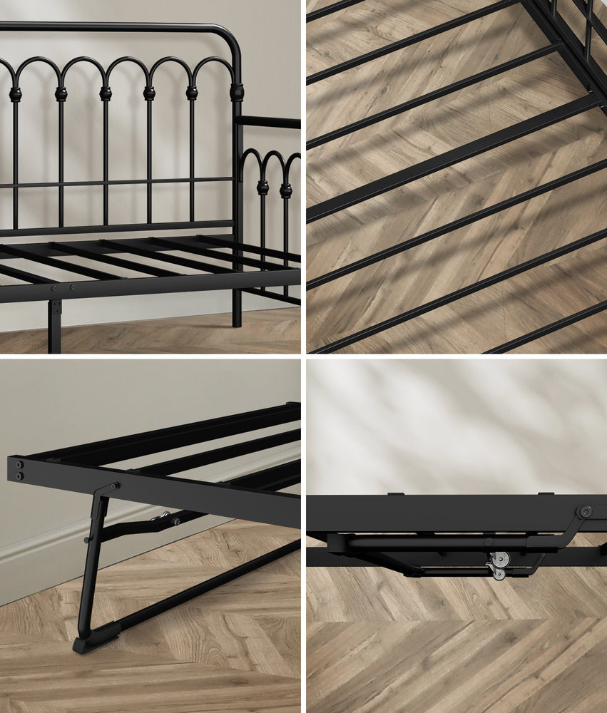 Trundle Bed Frame Daybed Single Size Base Metal Black