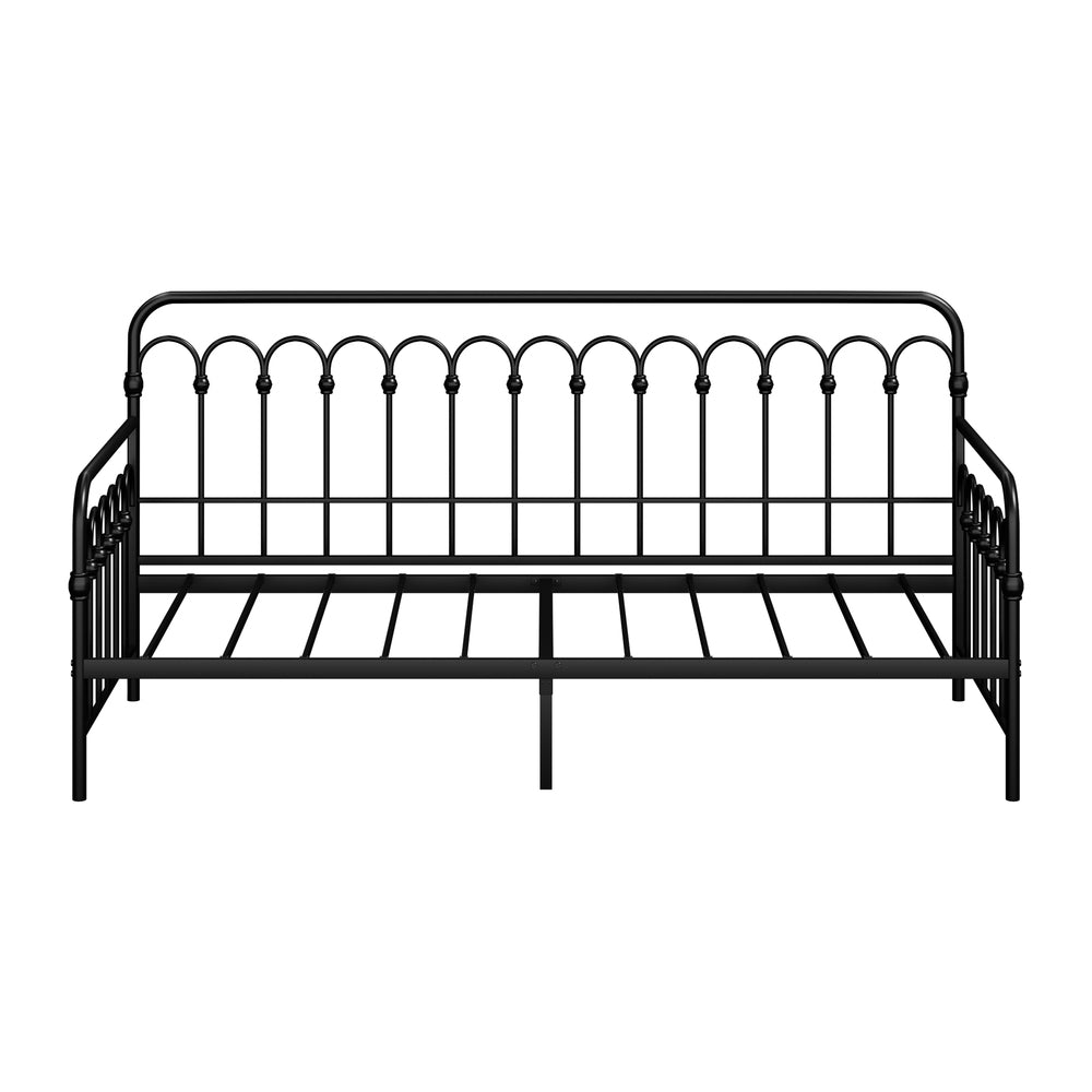 Metal Daybed Frame Single Size Sofa Bed Steel Slat Black
