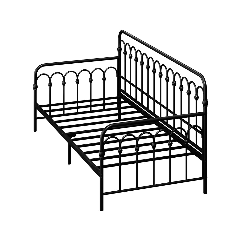 Metal Daybed Frame Single Size Sofa Bed Steel Slat Black