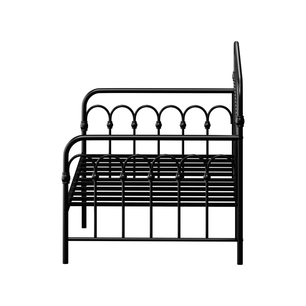 Metal Daybed Frame Single Size Sofa Bed Steel Slat Black