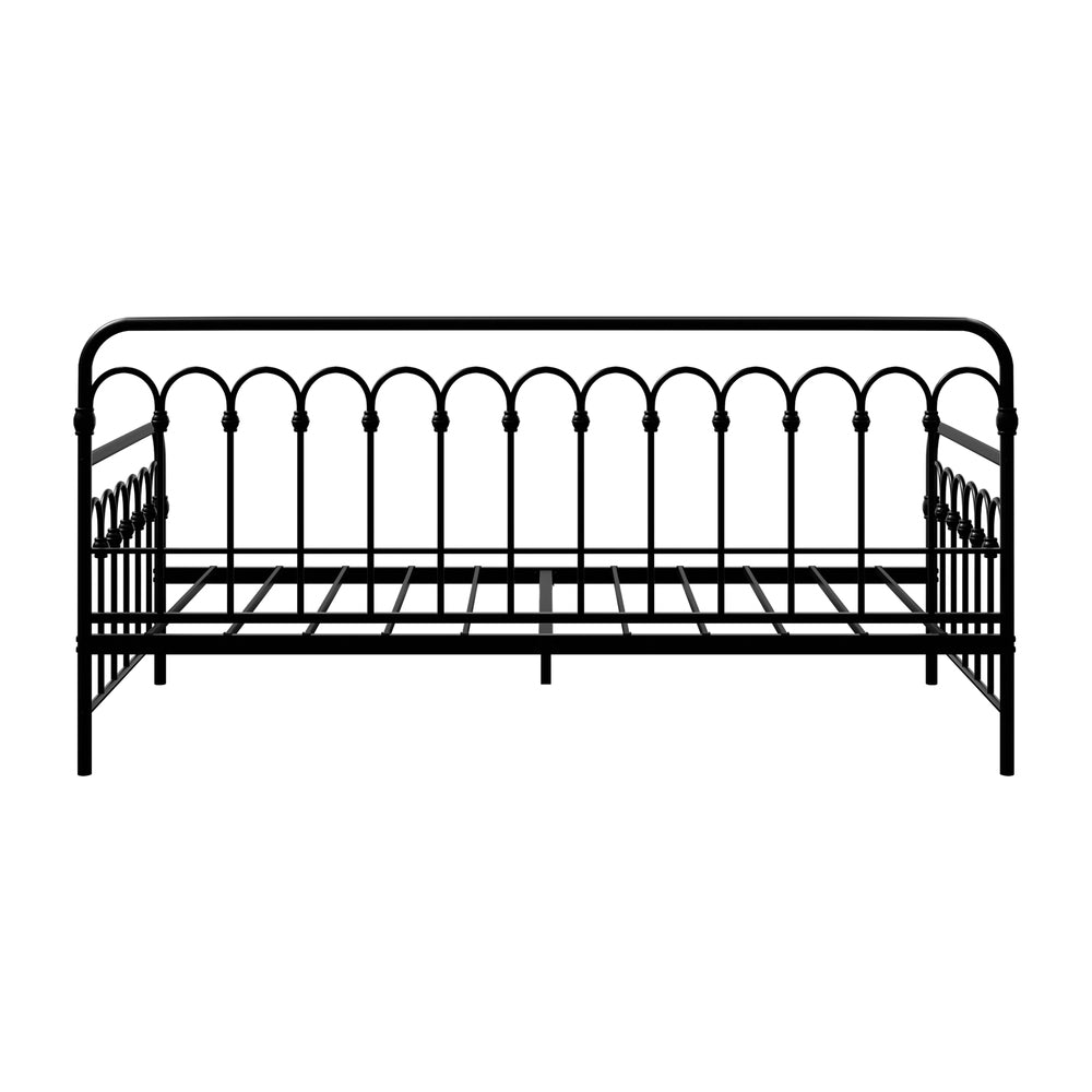 Metal Daybed Frame Single Size Sofa Bed Steel Slat Black