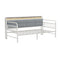 Oikiture Single Metal Daybed Frame with LED Headboard USB Charging Shelf White