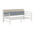 Oikiture Single Metal Daybed Frame with LED Headboard USB Charging Shelf White