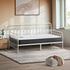 Oikiture Metal Daybed Frame Single Size Sofa Bed with Mattress Beige