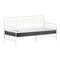 Oikiture Metal Daybed Frame Single Size Sofa Bed with Mattress Beige