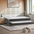 Trundle Bed Frame Daybed Single Size Beige with Mattress x2
