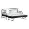 Trundle Bed Frame Daybed Single Size Black with Mattress x2