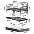 Trundle Bed Frame Daybed Single Size Black with Mattress x2