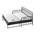 Trundle Bed Frame Daybed Single Size Black with Mattress x2