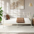 Metal Daybed Frame Single Size Steel Slat Sofa Bed Beige
