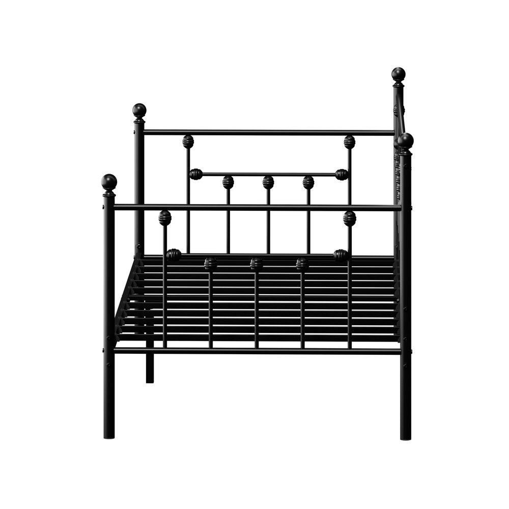 Metal Daybed Frame Single Size Steel Slat Sofa Bed Black