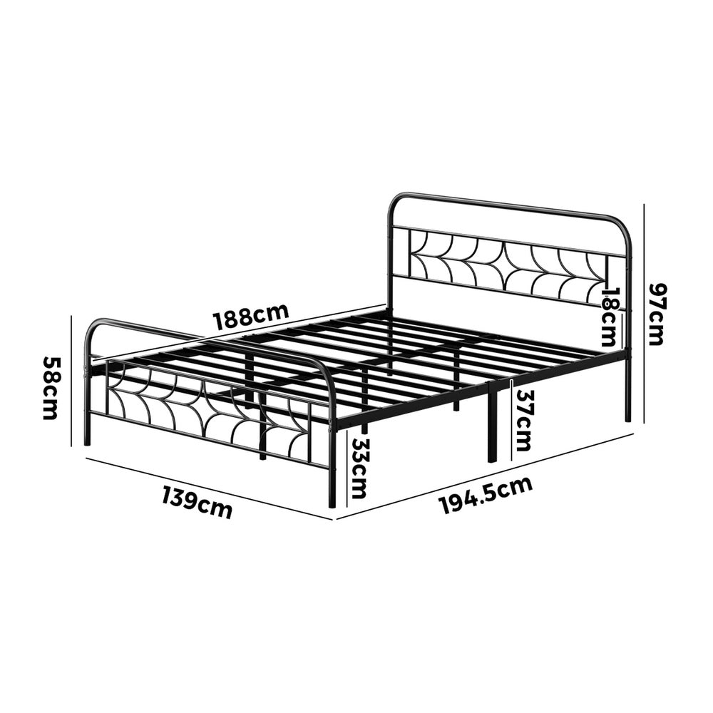 Oikiture Double Bed Frame Metal Platform with Sparkling Star Headboard
