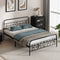 Oikiture Queen Bed Frame Black Metal Platform Star Headboard Vintage Steel 300kg