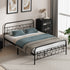 Oikiture Double Bed Frame Metal Platform with Sparkling Star Headboard