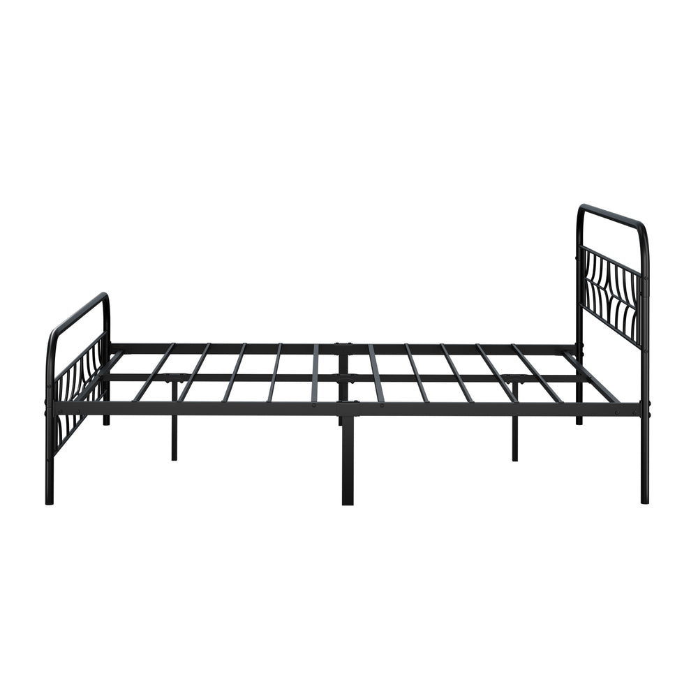 Oikiture Queen Bed Frame Black Metal Platform Star Headboard Vintage Steel 300kg