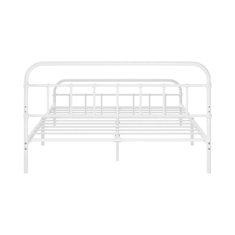 Vintage Metal Bed Frame – Double, White, Scrollwork, Powder‑Coated