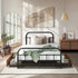 Oikiture Metal Bed Frame King Single Bed Base with 2 Drawers Black