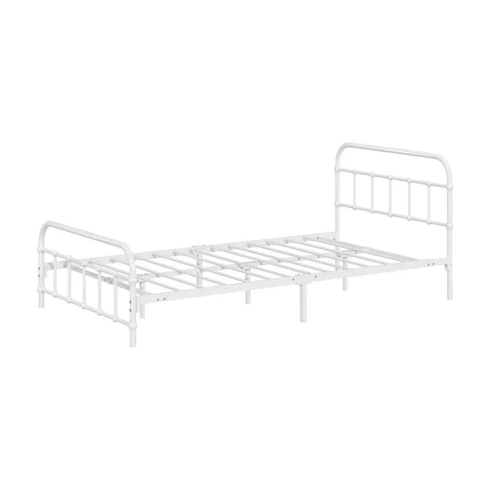 Vintage Metal Bed Frame – King Single, White, Scrollwork, Powder‑Coated