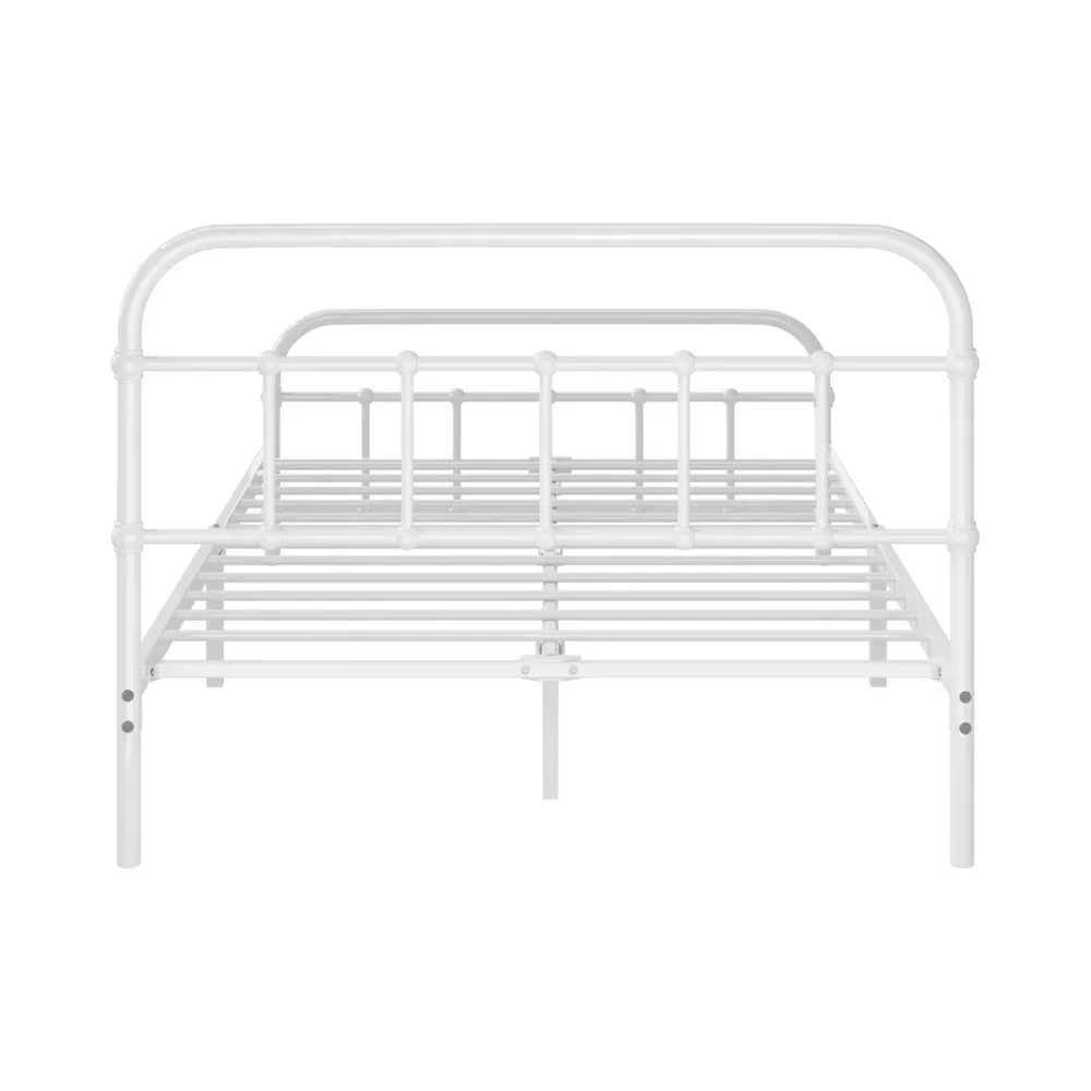 Vintage Metal Bed Frame – King Single, White, Scrollwork, Powder‑Coated