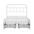 Vintage Metal Bed Frame – King Single, 2 Drawers, Scrollwork, White