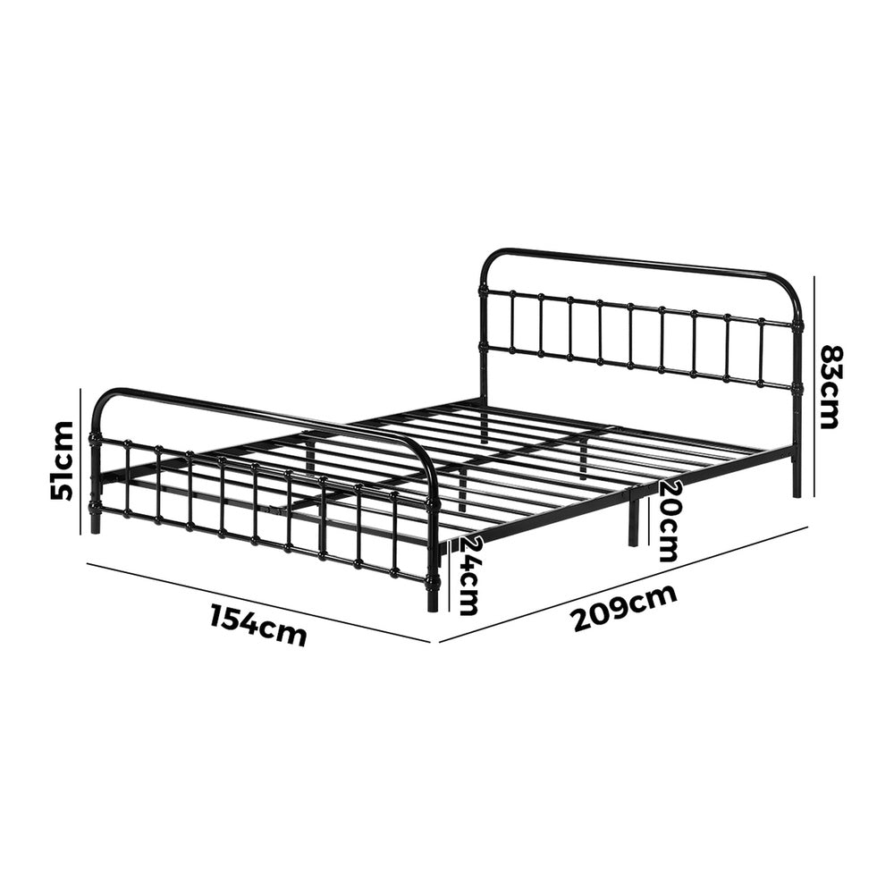 Oikiture Metal Bed Frame Queen Size Bed Base Platform