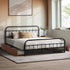 Metal Bed Frame Queen Size Bed Base with 4 Drawers Black