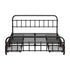 Metal Bed Frame Queen Size Bed Base with 4 Drawers Black