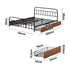 Metal Bed Frame Queen Size Bed Base with 4 Drawers Black