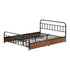 Metal Bed Frame Queen Size Bed Base with 4 Drawers Black
