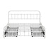 Metal Bed Frame Queen Size Bed Base with 4 Drawers White