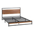 Metal Bed Frame, Double Size Platform Base with Wooden Slats, Black Colour