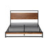 Metal Bed Frame, Double Size Platform Base with Wooden Slats, Black Colour