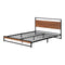 Metal Bed Frame, Double Size Platform Base with Wooden Slats, Black Colour