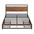 Metal Bed Frame Double Size Bed Base Platform 2 Drawers Black