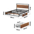 Metal Bed Frame Double Size Bed Base Platform 2 Drawers Black