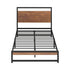 Metal Bed Frame – Industrial Design, Wood Accents, King Single