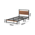 Metal Bed Frame – Industrial Design, Wood Accents, King Single